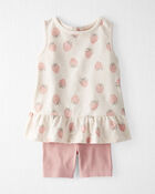 Tout-petit fille - Ensemble 2 pi&egrave;ces fait avec coton biologique &agrave; motif de fraises, image 1 sur 4 diapositives
