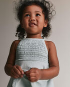 Toddler Girl Smocked Peplum Top - Light Blue, image 3 of 5 slides