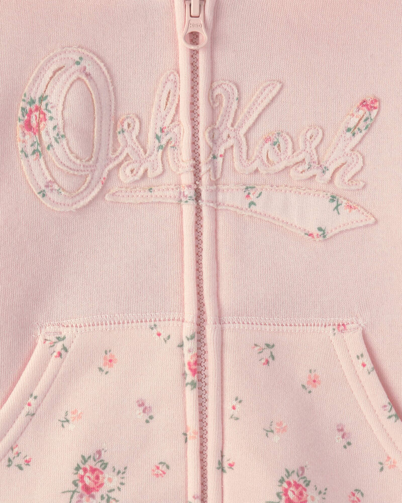 B&eacute;b&eacute; fille - Chandail &agrave; capuchon manches longues &agrave; motif floral - Rose, image 2 sur 2 diapositives