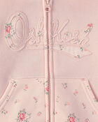 B&eacute;b&eacute; fille - Chandail &agrave; capuchon manches longues &agrave; motif floral - Rose, image 2 sur 2 diapositives