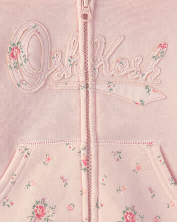 Baby Girl Floral Long-Sleeve Hoodie - Pink, 