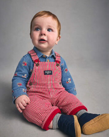 B&eacute;b&eacute; gar&ccedil;on - Cache-couche manches longues en chambray &agrave; motif bonhomme de neige &ndash; Bleu, 