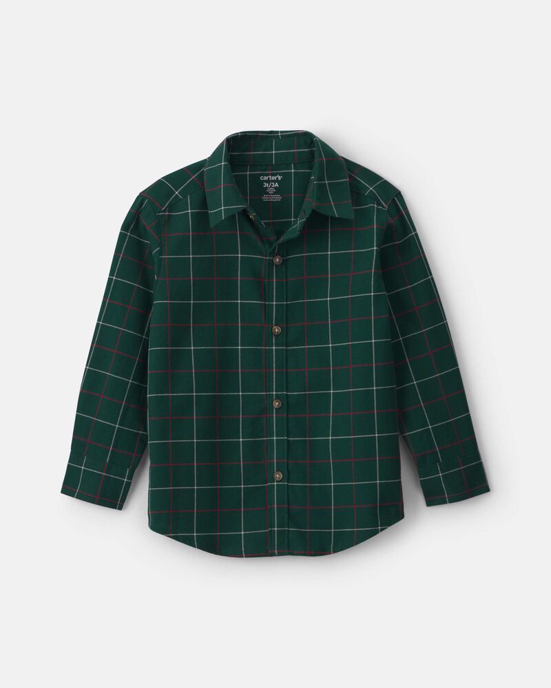 Tout-petit gar&ccedil;on - Chemise boutonn&eacute;e manches longues &agrave; carreaux &ndash; Vert, image 1 sur 2 diapositives