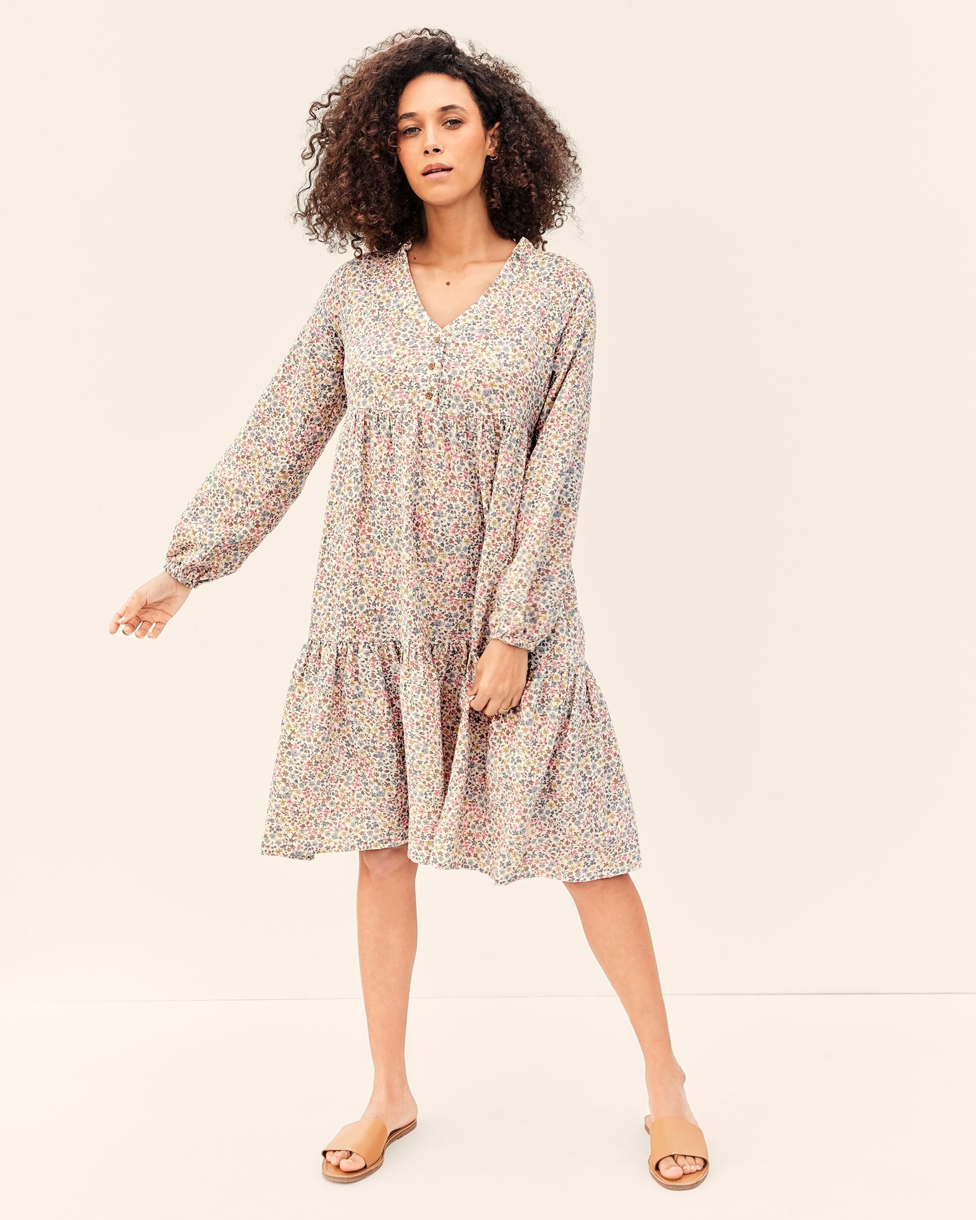 Adult Women s Maternity Button Front Wildflower Dress