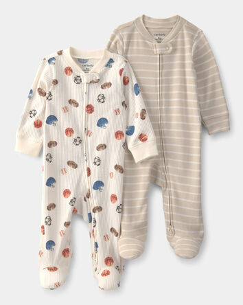 Baby Boy 2-Pack Sports Sleeper - White/Brown, 