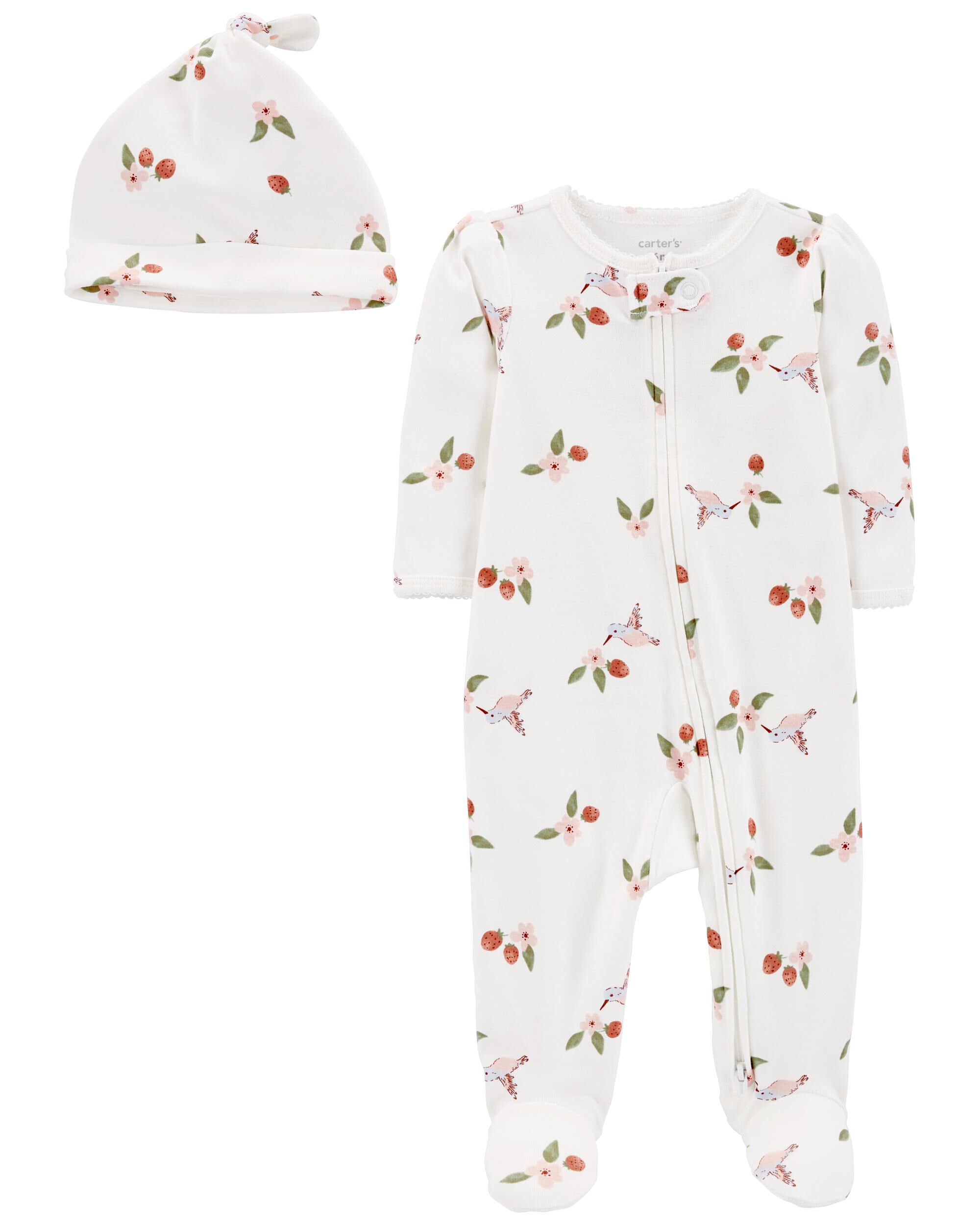 Baby 2 Pack Sleeper Pyjamas Cap Set