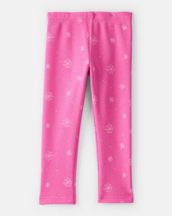 Toddler Girl Snowflake Pull-On Stretch Cozy Leggings - Pink, 