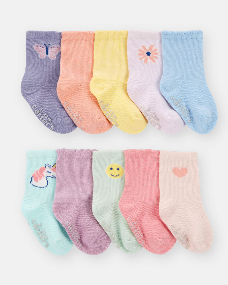 Baby Girl 10-Pack Crew Socks, image 1 of 2 slides