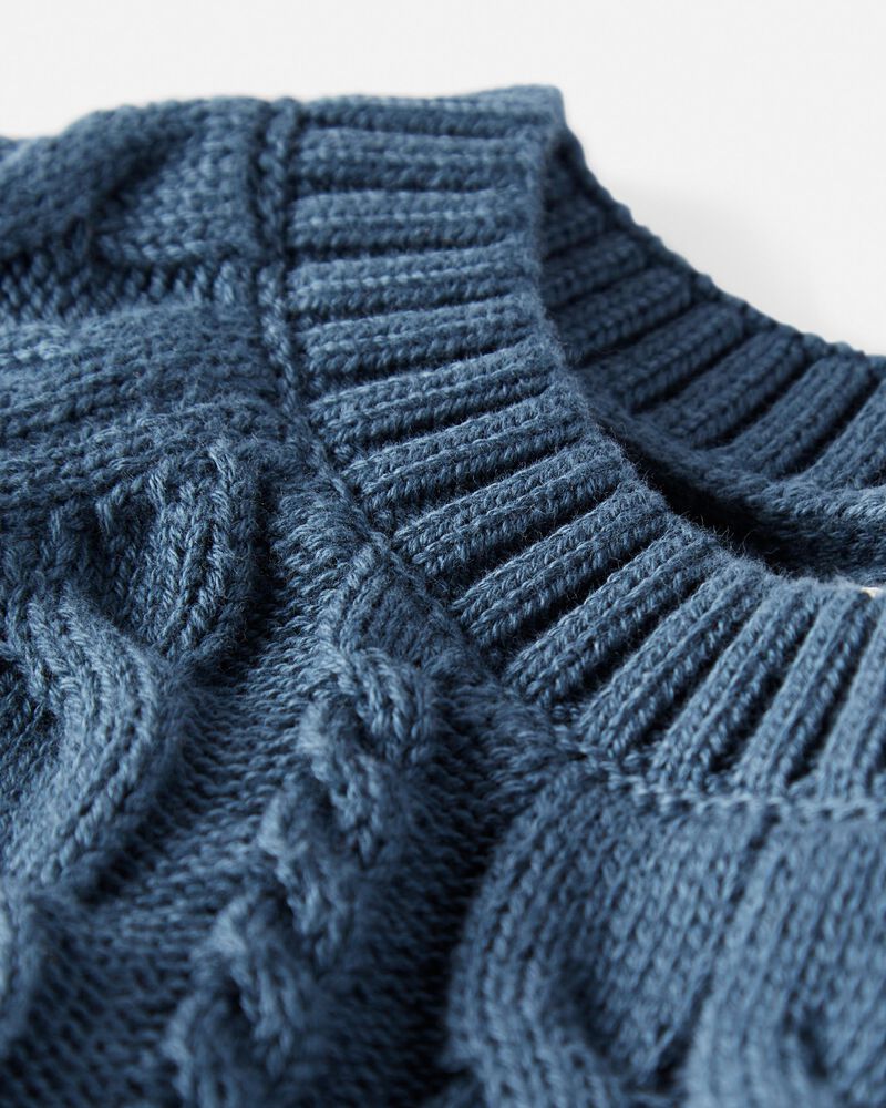 Toddler Organic Cotton Fair Isle Sweater in Dark Sea Blue, image 2 of 4 slides