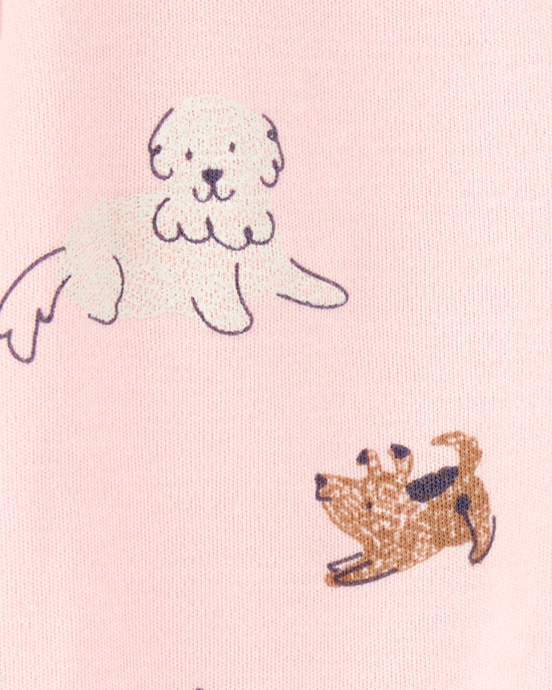 Baby Girl Dog Print 2-Way Zip Cotton Sleeper pyjamas, image 3 of 4 slides