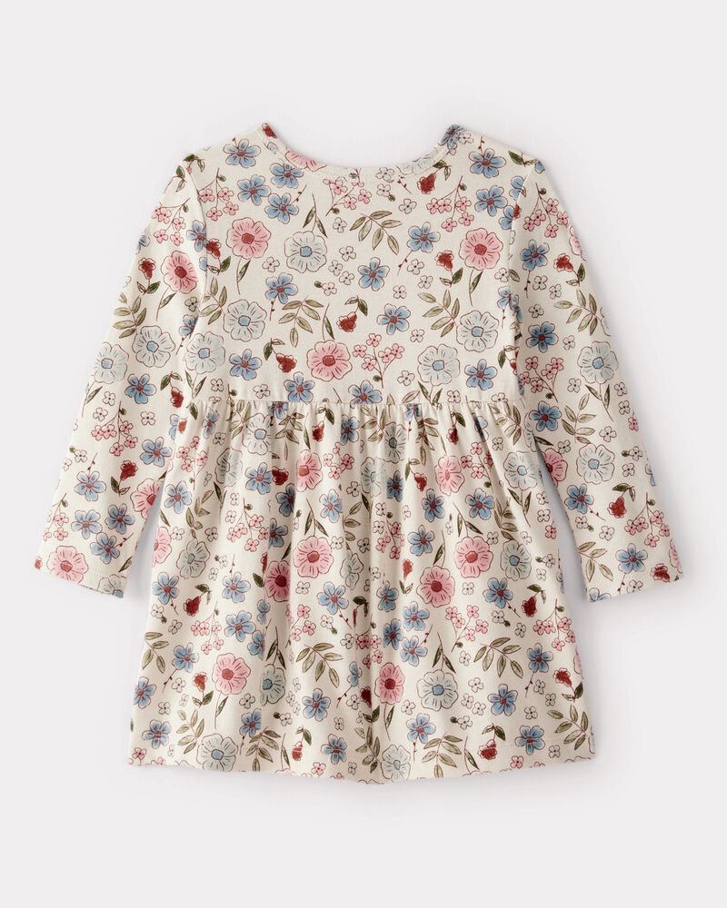 Baby Girl Floral Long-Sleeve Knit Dress - Cream, image 2 of 4 slides