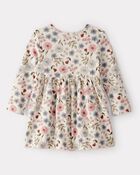 Baby Girl Floral Long-Sleeve Knit Dress - Cream, image 2 of 4 slides