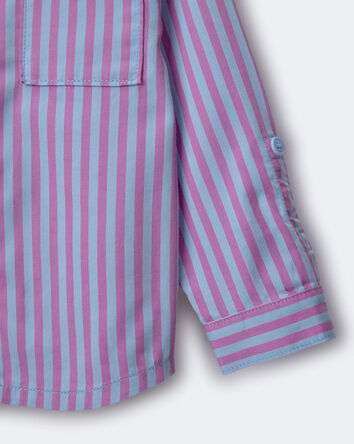 Toddler Boy Button-Down Long-Sleeve Shirt in Stripes - Blue/Purple, 