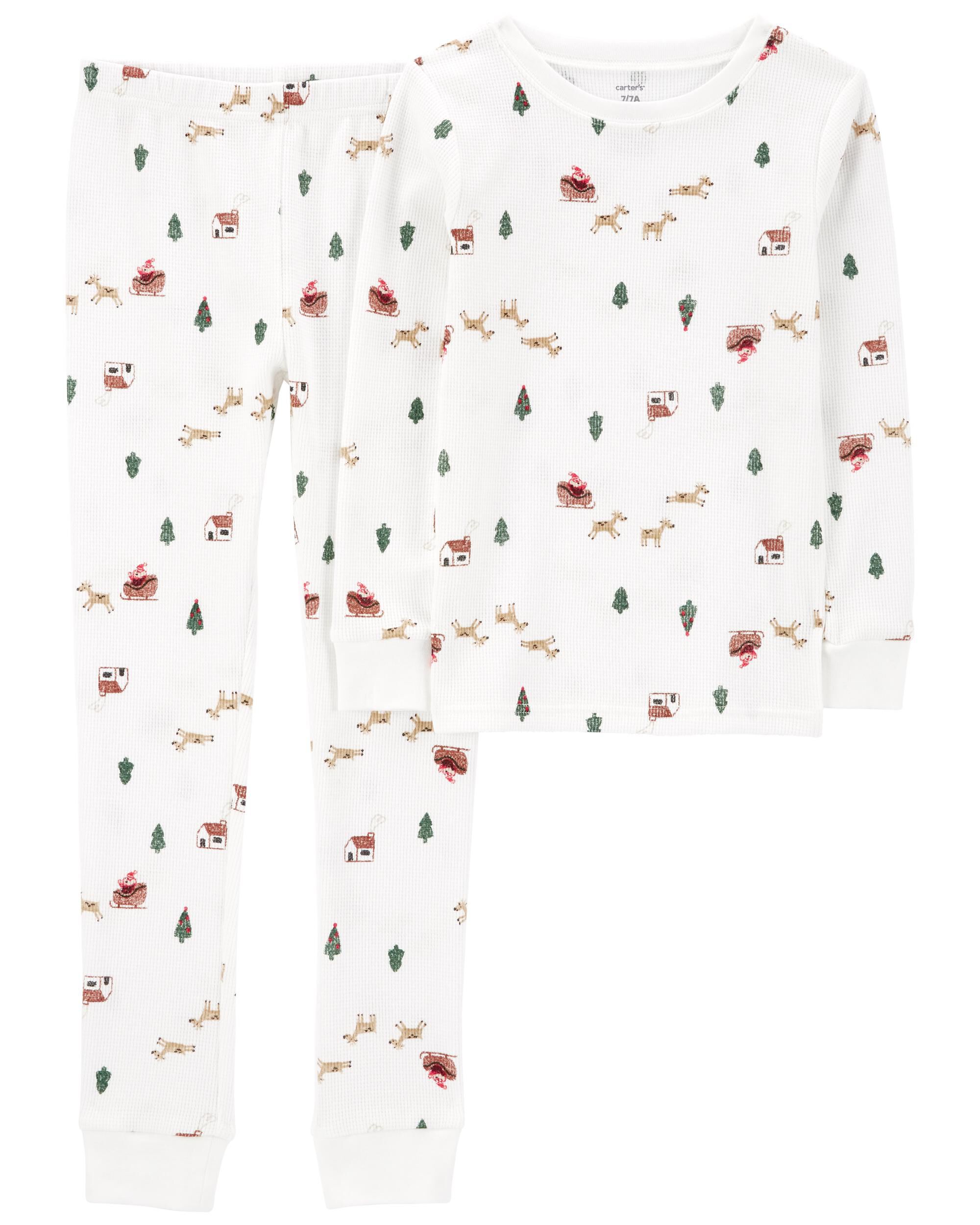 White 2 Piece Holiday Thermal Pyjamas Carter s Oshkosh Canada