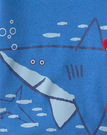 Toddler Boy Shark 100% Cotton Short-Sleeve Snug Fit 4-Piece pyjama Set - Blue, 