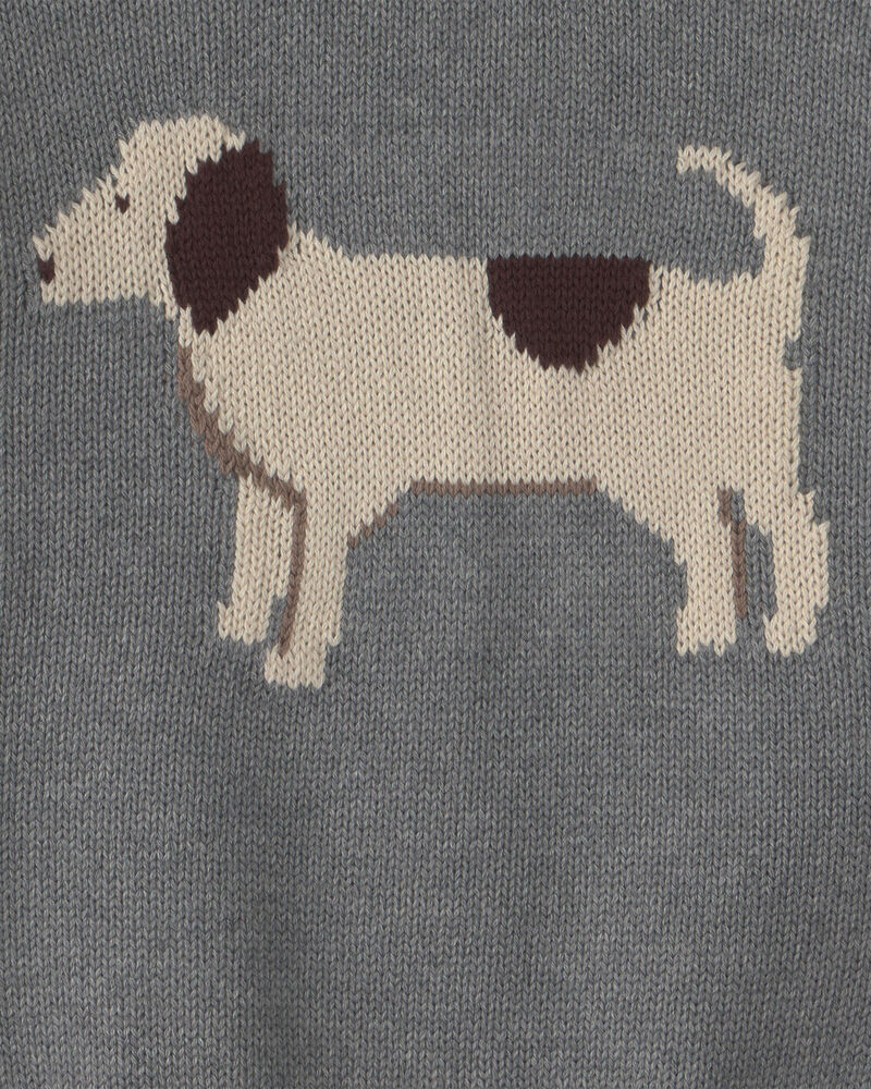 Toddler Organic Cotton Dog Sweater Knit Pullover, image 3 of 4 slides