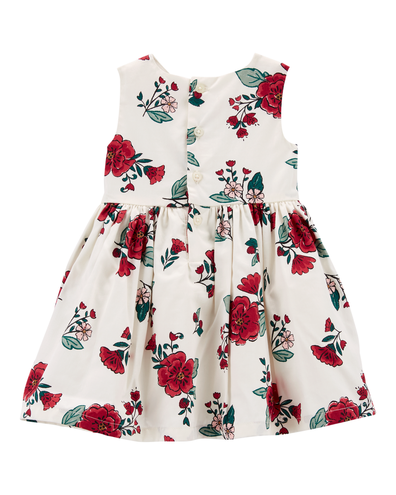 Baby 2-Piece Floral Sateen Holiday Dress & Cardigan Set, image 5 of 7 slides