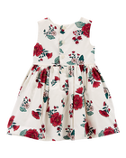 Baby 2-Piece Floral Sateen Holiday Dress & Cardigan Set, image 5 of 7 slides
