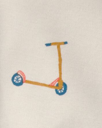 B&eacute;b&eacute; gar&ccedil;on - Barboteuse &agrave; manches courtes, motif scooter - Cr&egrave;me, 