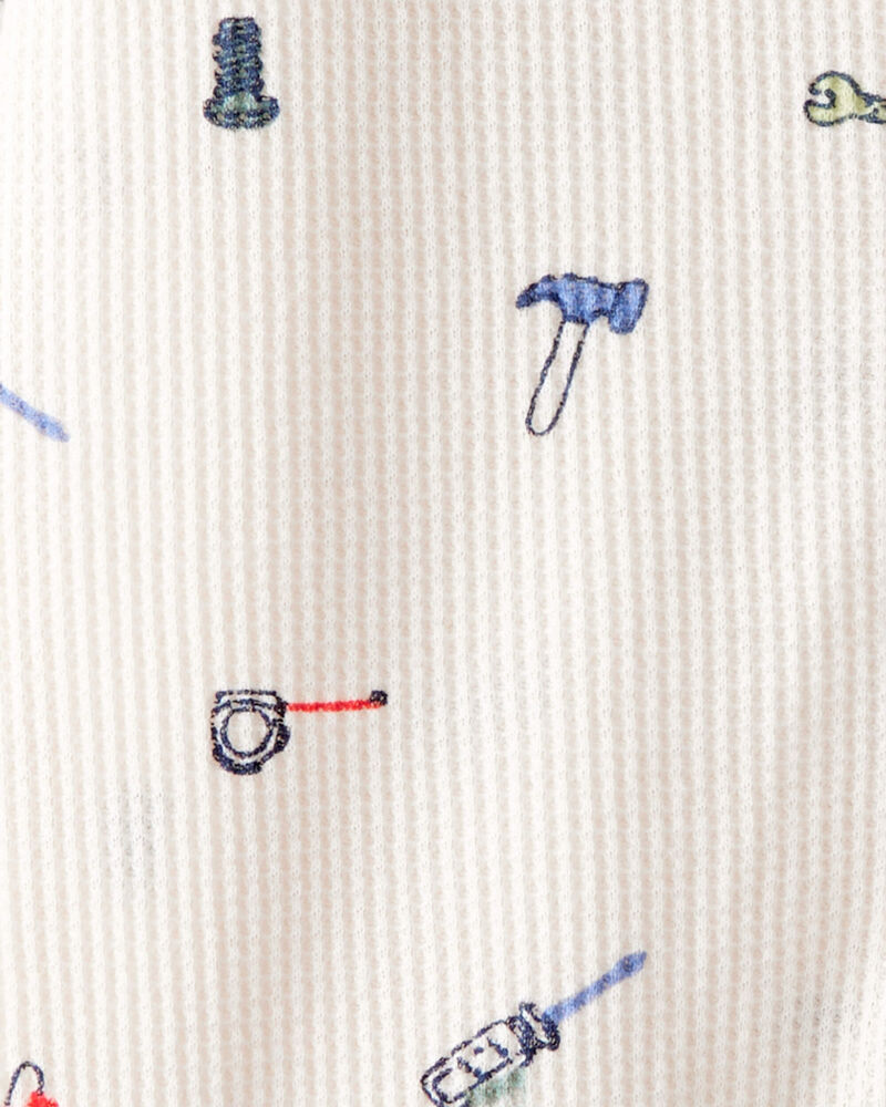 Baby Boy Construction Print Cotton Long-Sleeve Snug Fit Sleeper - White, image 3 of 4 slides