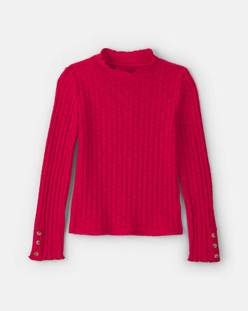 Girls Long-Sleeve Turtleneck Top - Red, 