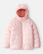 Kid Hooded Puffer Jacket - Pink, image 1 of 5 slides