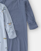 Baby Boy 2-Pack Plane PurelySoft Sleeper Gowns - Blue, image 2 of 7 slides