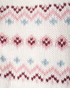 Baby Girl Organic Cotton Fair Isle Sweater Knit Jacket, image 4 of 4 slides