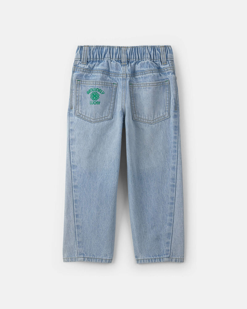 Toddler Boy Clover St. Patrick's Day Baggy Jeans - Light Wash, image 2 of 6 slides