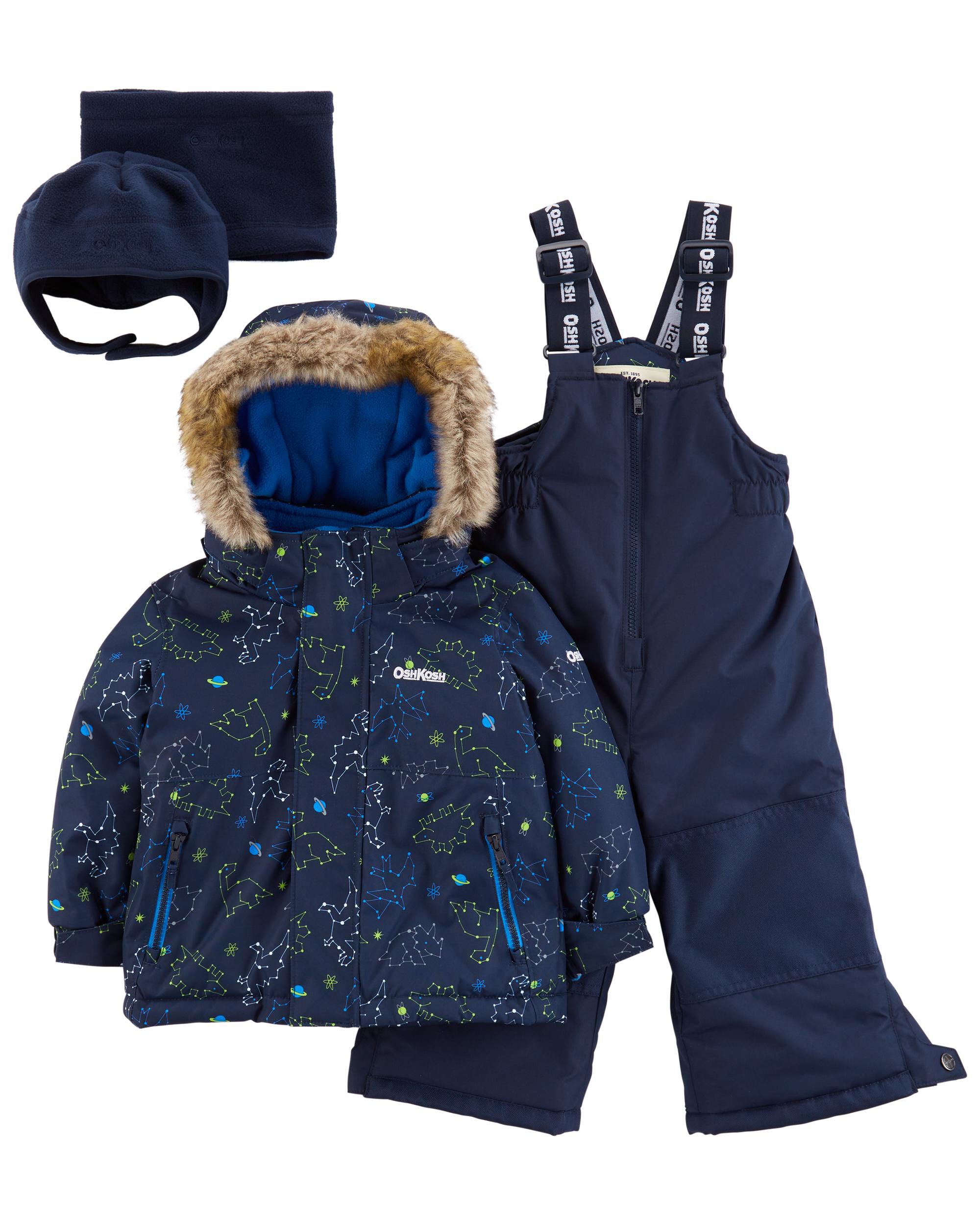 Navy Baby 2 Piece Snowsuit With Bonus Hat And Neck Warmer Carter s Oshkosh Canada