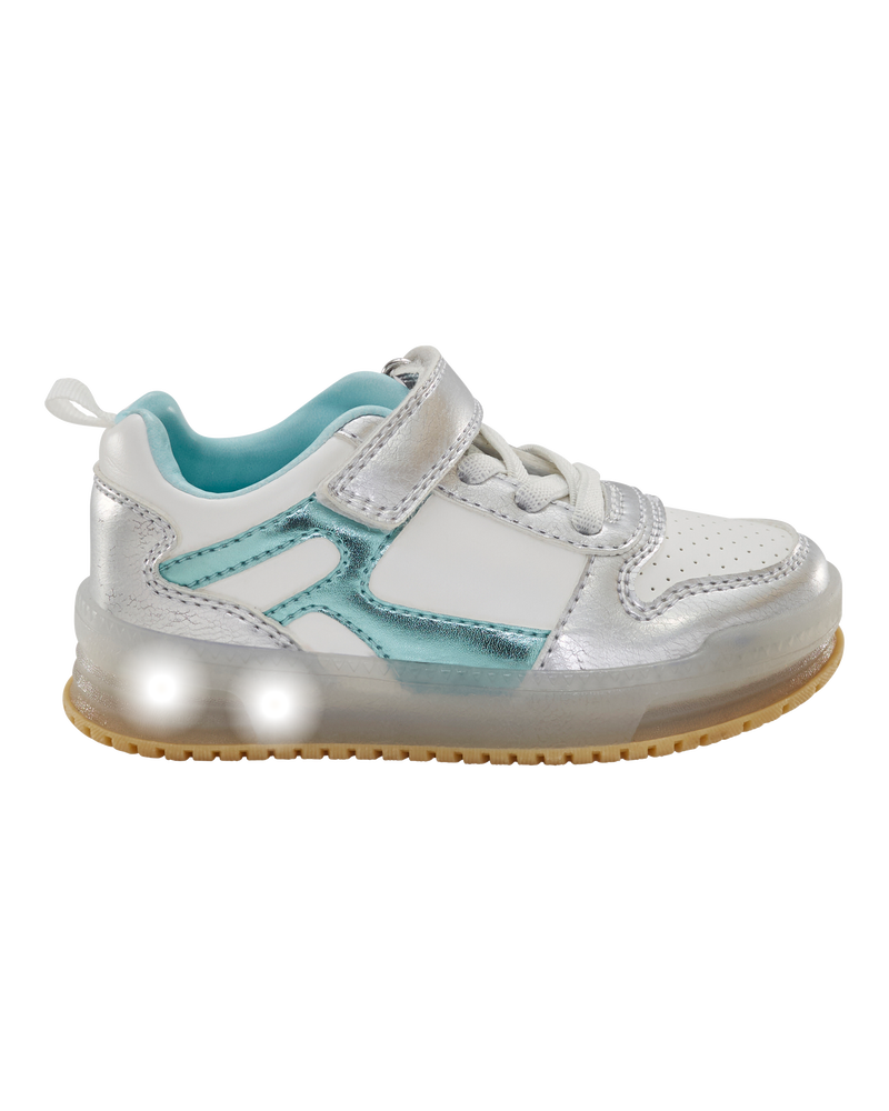 Tout-petit Espadrilles métalliques à lumières - Argent/Turquoise, image 2 sur 8 diapositives