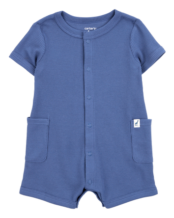 Baby Short-Sleeve Romper - Navy, 