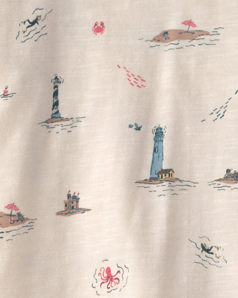 Baby 2-Piece Organic Cotton Shortall Set in Coastal Vacation, image 5 of 6 slides