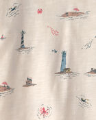 Baby 2-Piece Organic Cotton Shortall Set in Coastal Vacation, image 5 of 6 slides