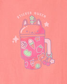 Girls 'Sticker Queen' Graphic Tee - Orange, image 2 of 3 slides