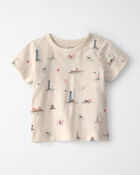 Baby 2-Piece Organic Cotton Shortall Set in Coastal Vacation, image 3 of 6 slides