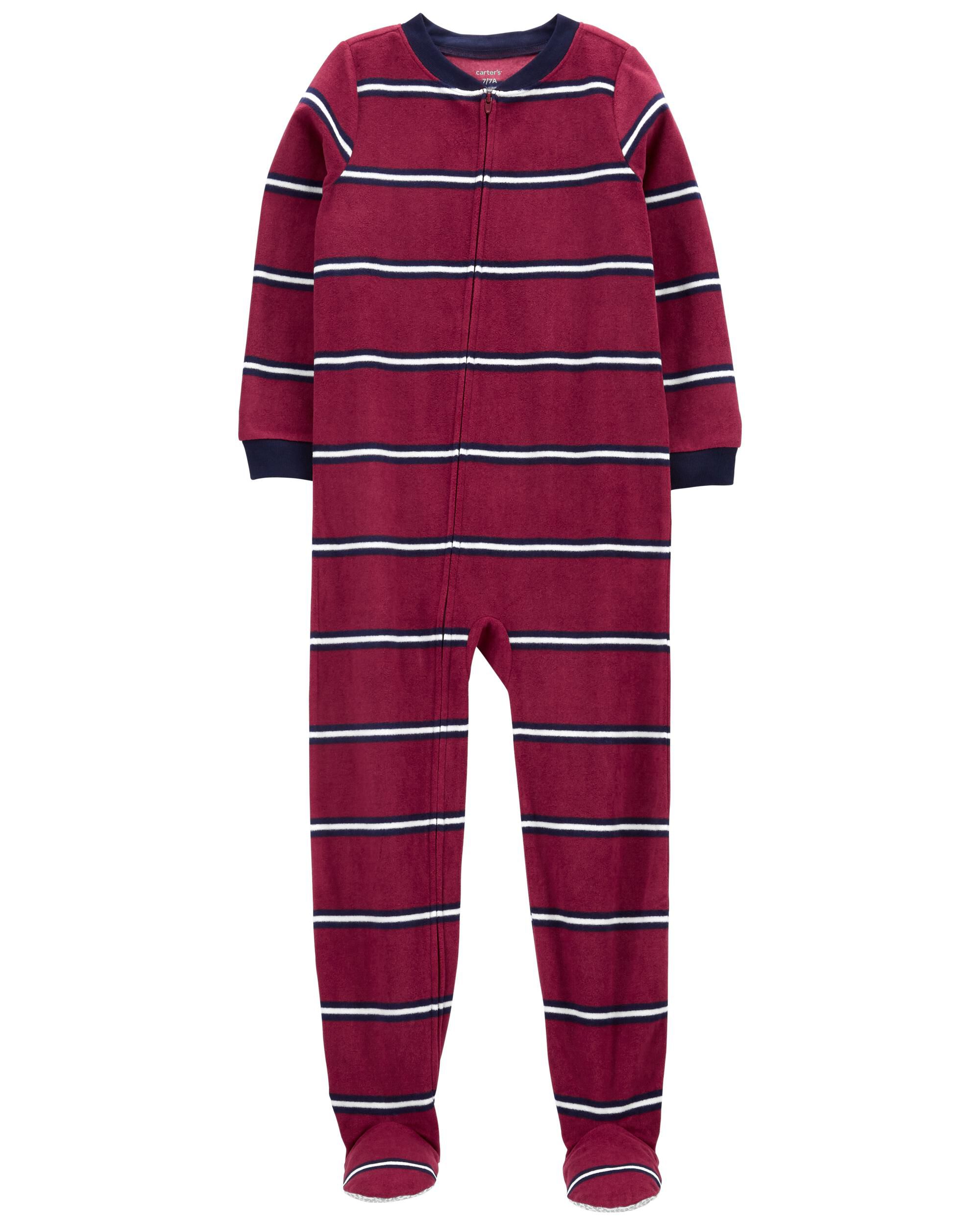 Multi 1 Piece Stripes Fleece Footie Pyjamas carters