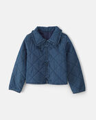 Girls Quilted Denim Jacket - Medium Wash, image 1 of 4 slides