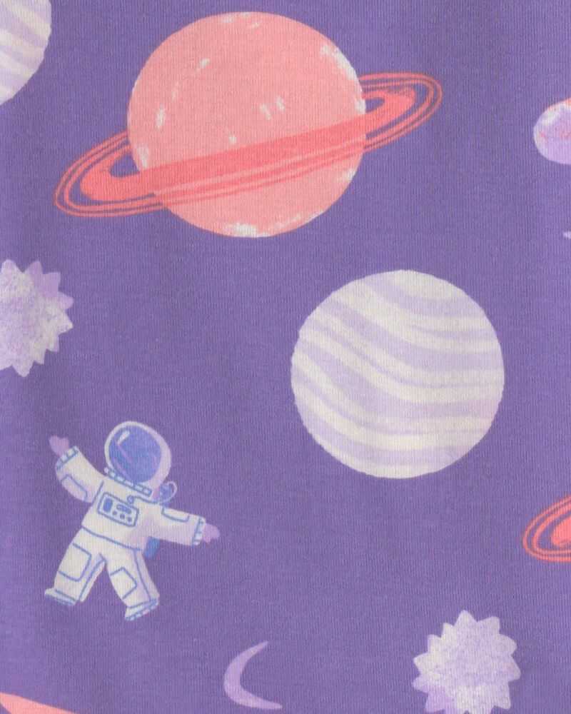 Girls 4-Piece Space Dog 100% Cotton Snug Fit Pyjama Set - Purple, image 4 of 5 slides