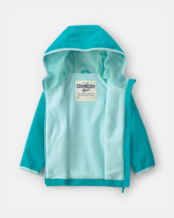 Toddler Girl Solid Midweight Fleece Lined Jacket- Aqua, 