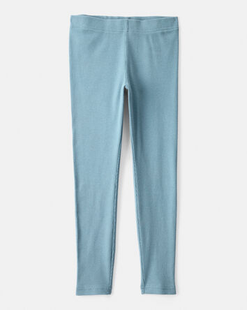 Filles - Legging extensible à enfiler en coton à motif fleuri - Bleu, 