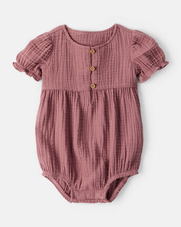 Bébé fille - Ensemble 3 pièces robe à manches courtes avec imprimé de gland - Rose, 
