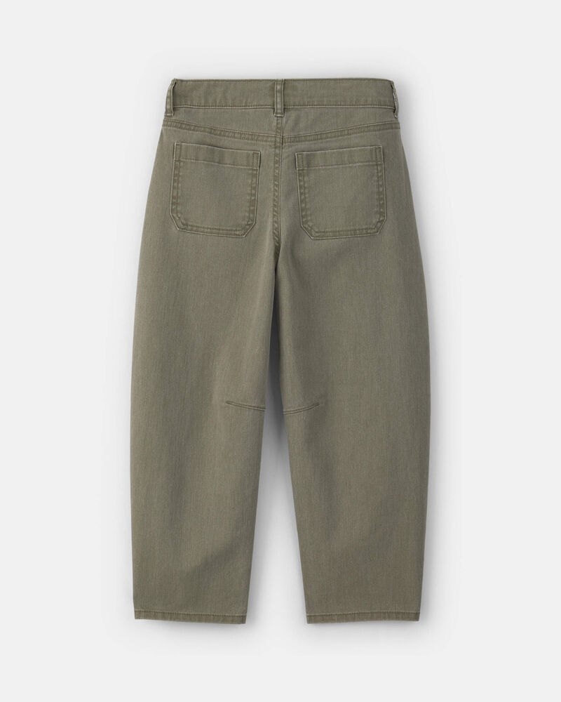 Girls Twill Barrel Jeans - Olive Green, image 2 of 4 slides