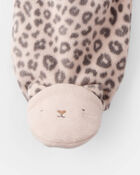 Baby Girl Leopard Print Loose Fit Long-Sleeve Sleeper - Cream/Brown, image 4 of 5 slides