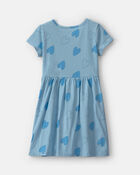 Filles - Robe manches courtes &agrave; motif c&oelig;ur - Bleu, image 2 sur 3 diapositives