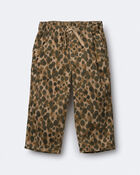 Toddler Girl Pleated Pants in Leopard - Tan, image 1 of 3 slides