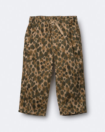 Toddler Girl Pleated Pants in Leopard - Tan, 