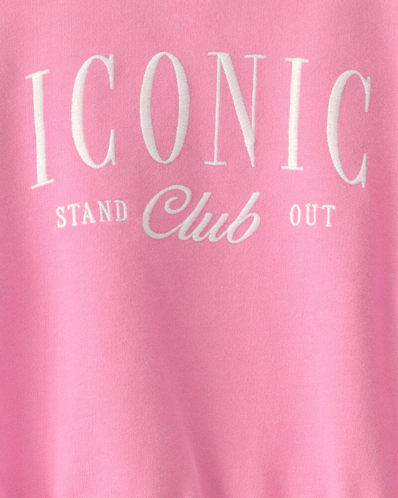 Girls 'Iconic Club' French Terry Pullover Sweatshirt - Pink, image 3 of 4 slides