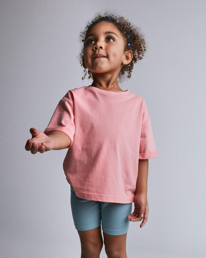 Toddler Girl Rolled Cuff Tee - Light Pink, image 4 of 5 slides