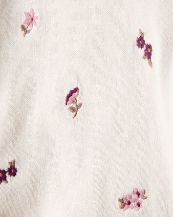 Baby Girl 2-Piece Floral Embroidered Short-Sleeve Top & Short Set - Cream, 